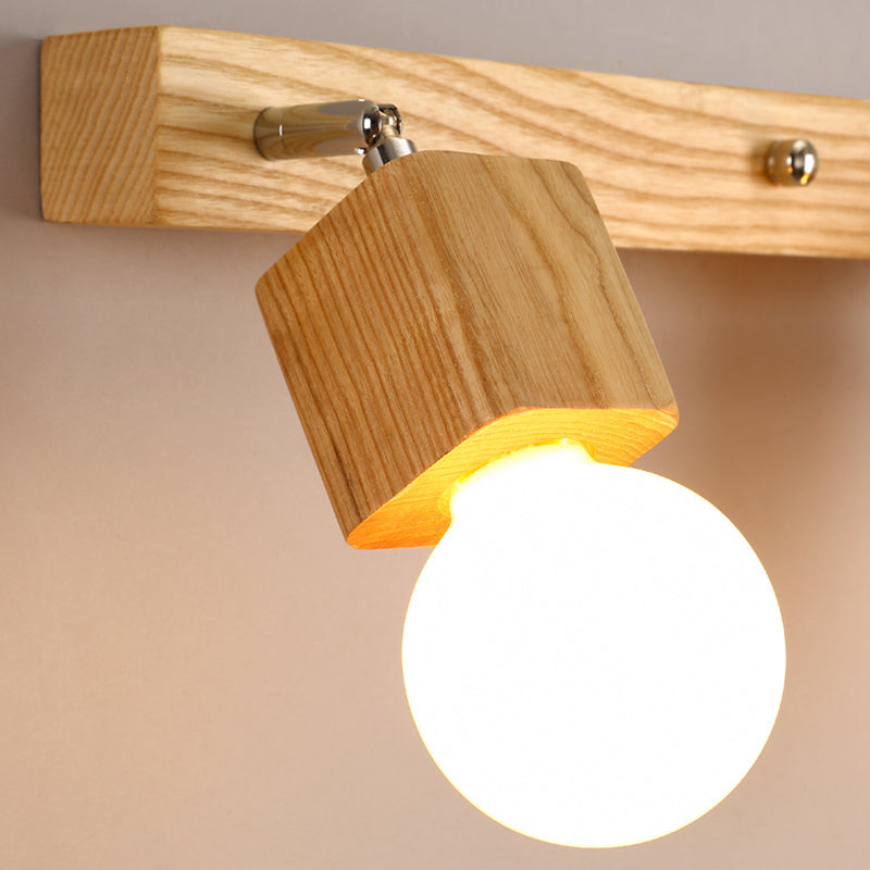 Lisslune | Modern Wooden Cosmetic Mirror Light Adjustable Wall Arm Bathroom Cosmetic Wall Lights