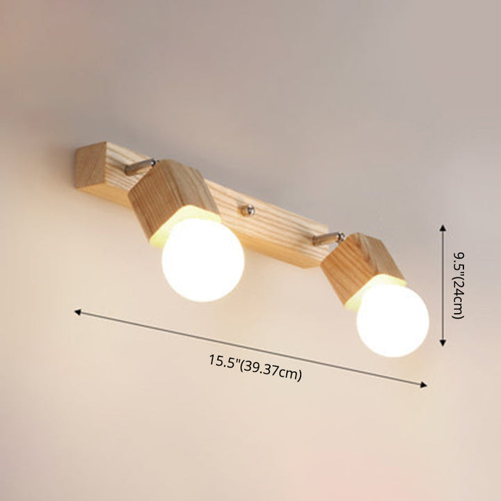 Lisslune | Modern Wooden Cosmetic Mirror Light Adjustable Wall Arm Bathroom Cosmetic Wall Lights