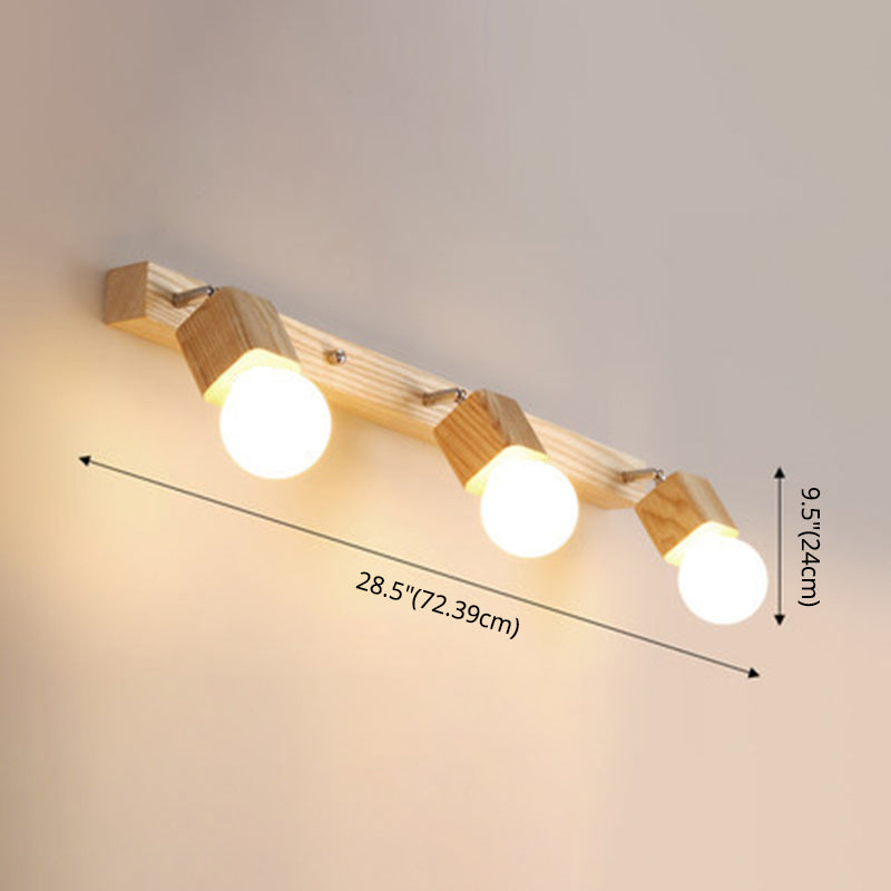 Lisslune | Modern Wooden Cosmetic Mirror Light Adjustable Wall Arm Bathroom Cosmetic Wall Lights