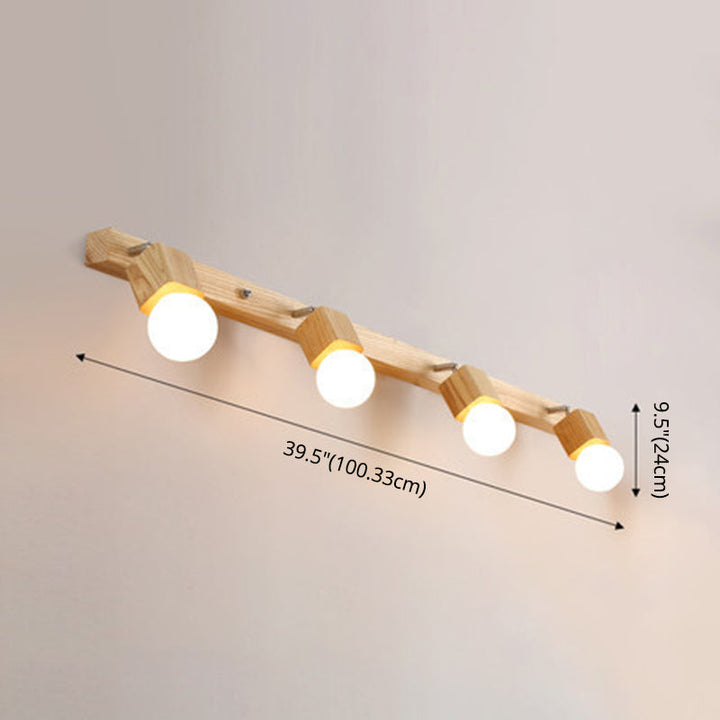 Lisslune | Modern Wooden Cosmetic Mirror Light Adjustable Wall Arm Bathroom Cosmetic Wall Lights