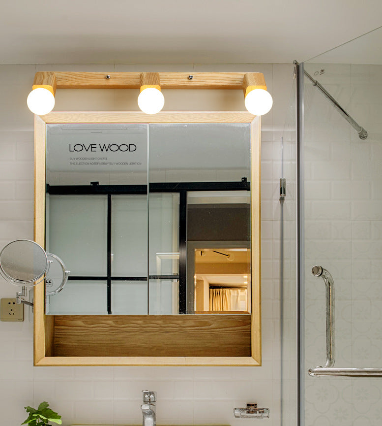 Lisslune | Modern Wooden Cosmetic Mirror Light Adjustable Wall Arm Bathroom Cosmetic Wall Lights
