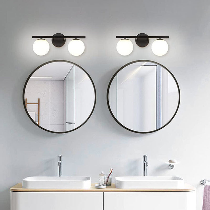 Lisslune | Frosted Glass Ball Wall Lamp Bathroom Contemporary Style Metal Wall Lamp