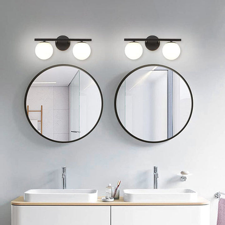 Lisslune | Frosted Glass Ball Wall Lamp Bathroom Contemporary Style Metal Wall Lamp