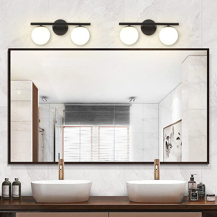 Lisslune | Frosted Glass Ball Wall Lamp Bathroom Contemporary Style Metal Wall Lamp
