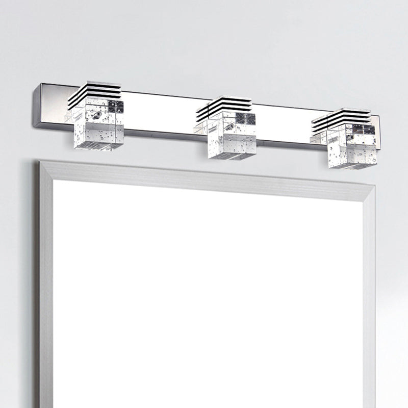 Skørter | Stainless Steel Vanity Light Fixture Modern Style Bubble Crystal Shade Bathroom Wall Lighting