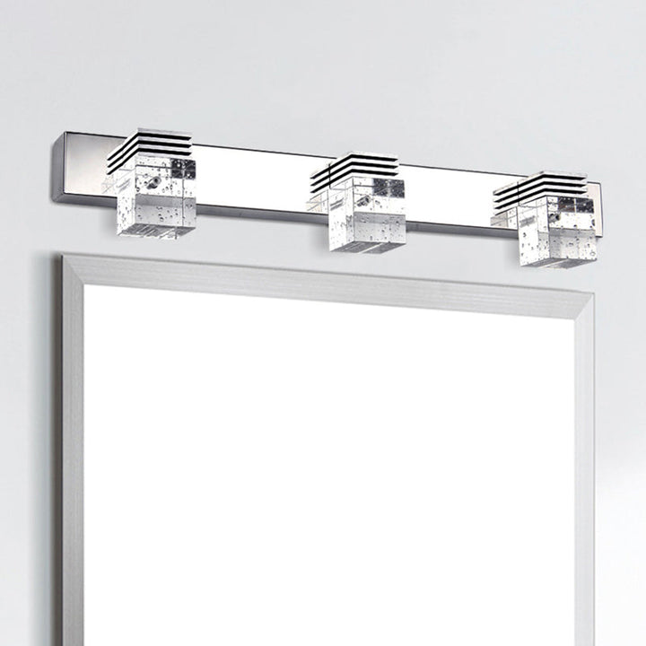 Skørter | Stainless Steel Vanity Light Fixture Modern Style Bubble Crystal Shade Bathroom Wall Lighting