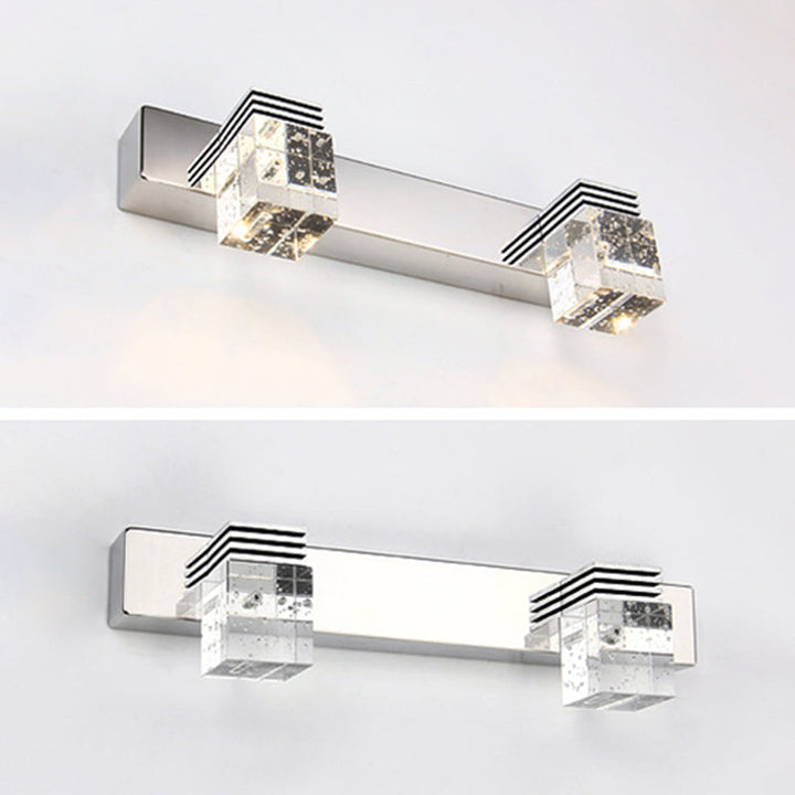 Skørter | Stainless Steel Vanity Light Fixture Modern Style Bubble Crystal Shade Bathroom Wall Lighting