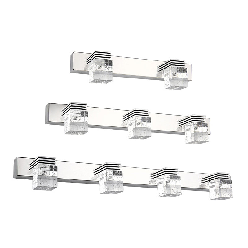 Skørter | Stainless Steel Vanity Light Fixture Modern Style Bubble Crystal Shade Bathroom Wall Lighting