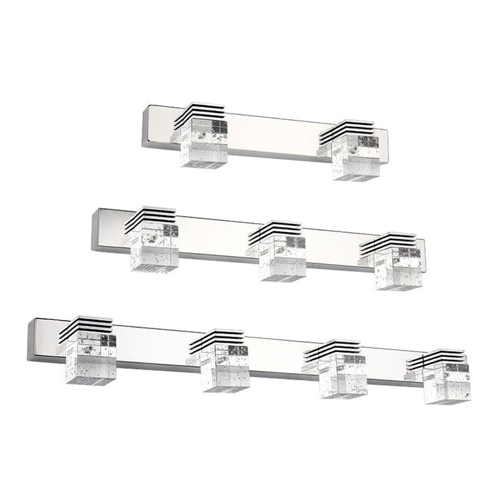Skørter | Stainless Steel Vanity Light Fixture Modern Style Bubble Crystal Shade Bathroom Wall Lighting