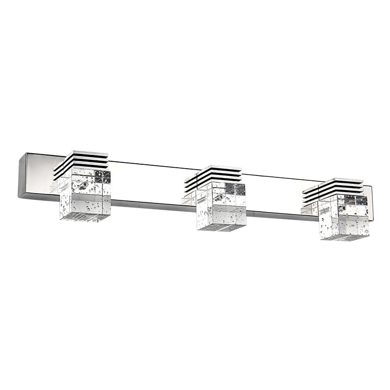 Skørter | Stainless Steel Vanity Light Fixture Modern Style Bubble Crystal Shade Bathroom Wall Lighting