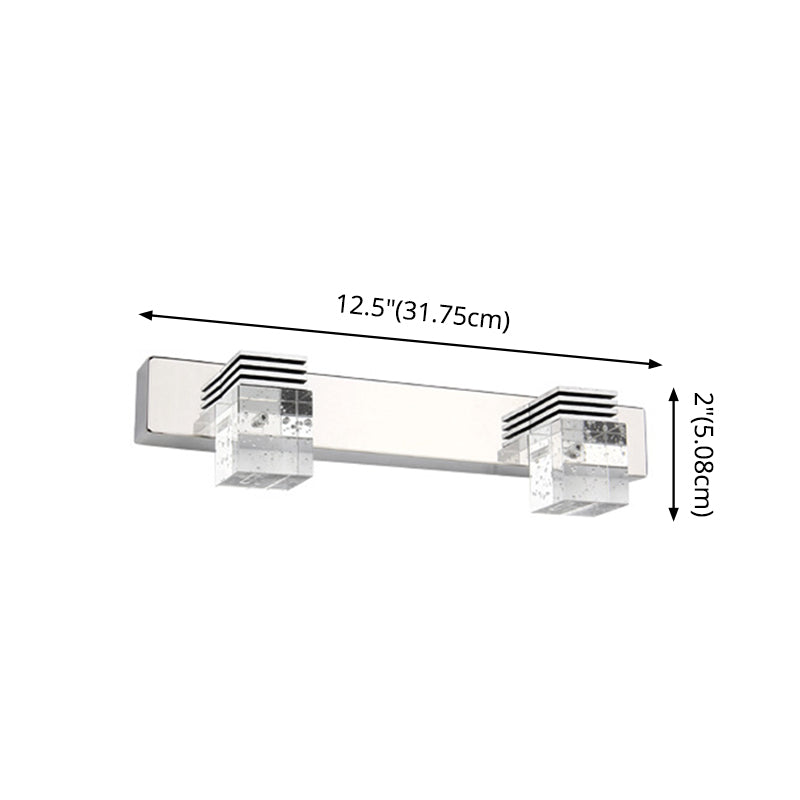 Skørter | Stainless Steel Vanity Light Fixture Modern Style Bubble Crystal Shade Bathroom Wall Lighting