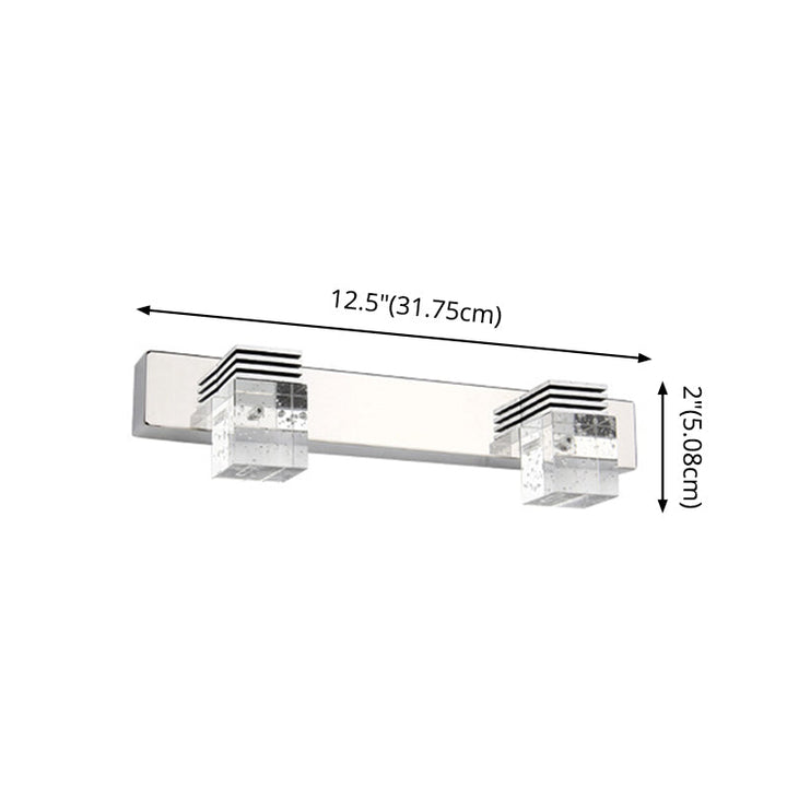 Skørter | Stainless Steel Vanity Light Fixture Modern Style Bubble Crystal Shade Bathroom Wall Lighting