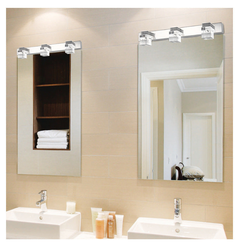 Skørter | Stainless Steel Vanity Light Fixture Modern Style Bubble Crystal Shade Bathroom Wall Lighting