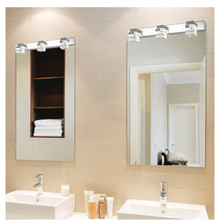 Skørter | Stainless Steel Vanity Light Fixture Modern Style Bubble Crystal Shade Bathroom Wall Lighting