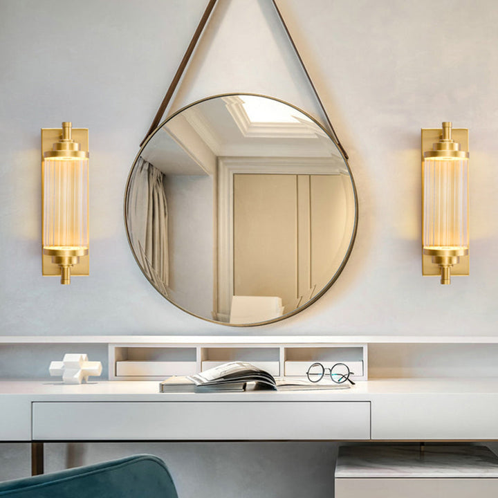 Lisslune | 1 Light Crystal LED Vanity Sconce Modern Metal Gold Wall Mounted Mirror For Bathroom