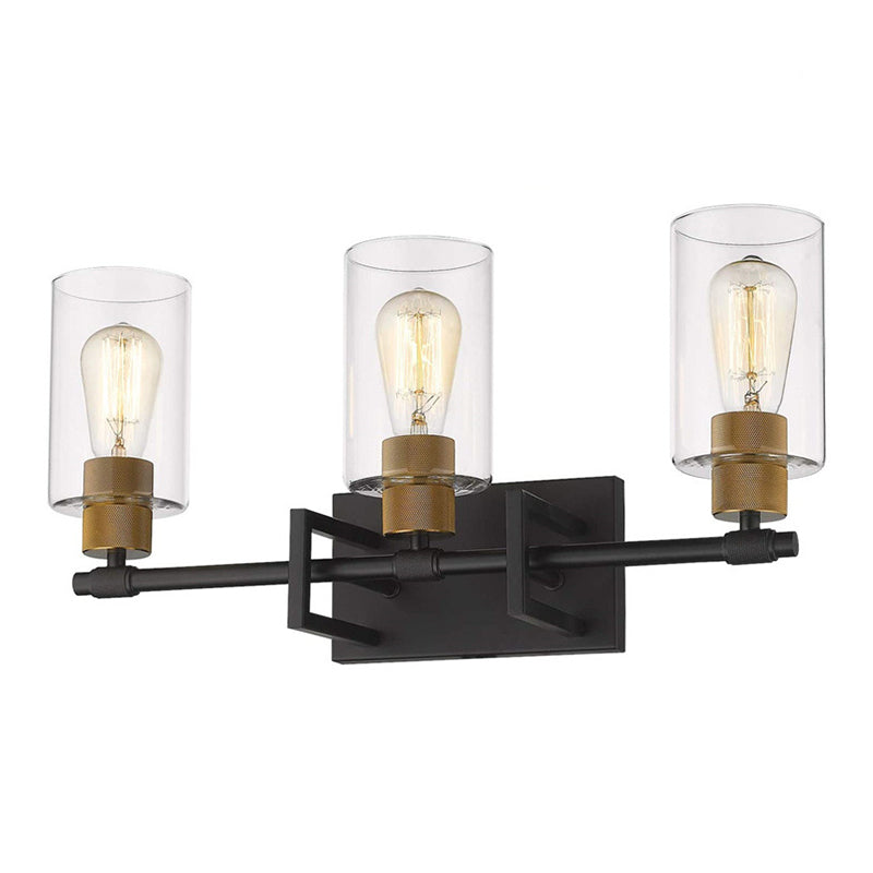 Lisslune | Industrial Metal Wall Mounted Lighting Bathroom Vanity Wall Lights with Cylindrical Glass Shade