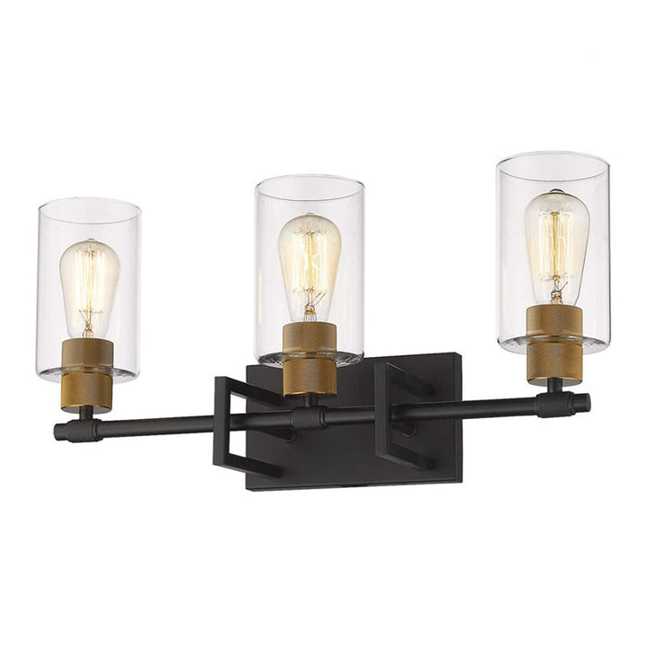 Lisslune | Industrial Metal Wall Mounted Lighting Bathroom Vanity Wall Lights with Cylindrical Glass Shade