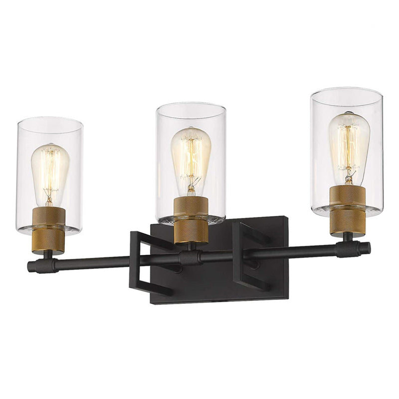 Lisslune | Industrial Metal Wall Mounted Lighting Bathroom Vanity Wall Lights with Cylindrical Glass Shade