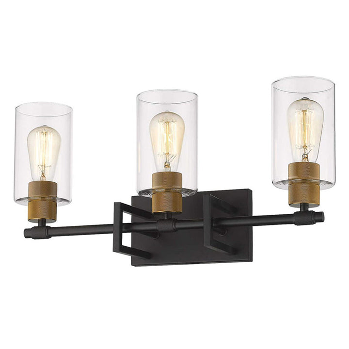 Lisslune | Industrial Metal Wall Mounted Lighting Bathroom Vanity Wall Lights with Cylindrical Glass Shade