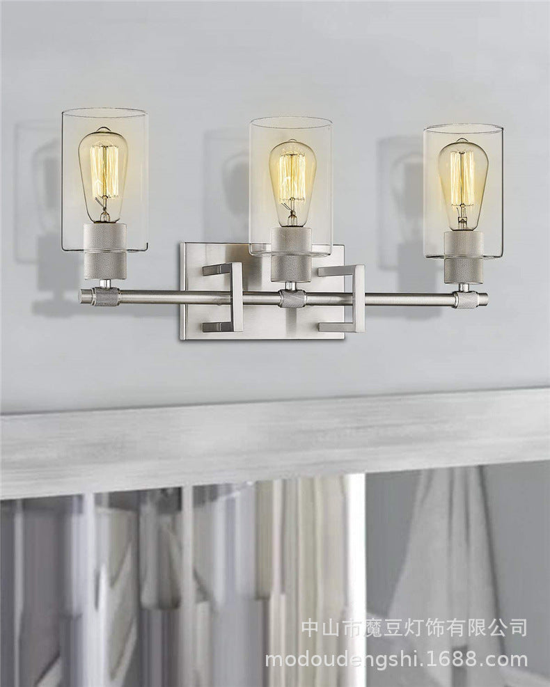 Lisslune | Industrial Metal Wall Mounted Lighting Bathroom Vanity Wall Lights with Cylindrical Glass Shade