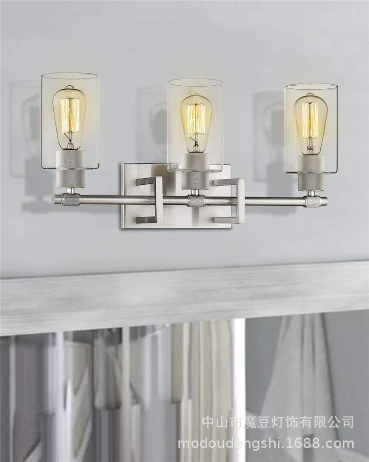 Lisslune | Industrial Metal Wall Mounted Lighting Bathroom Vanity Wall Lights with Cylindrical Glass Shade
