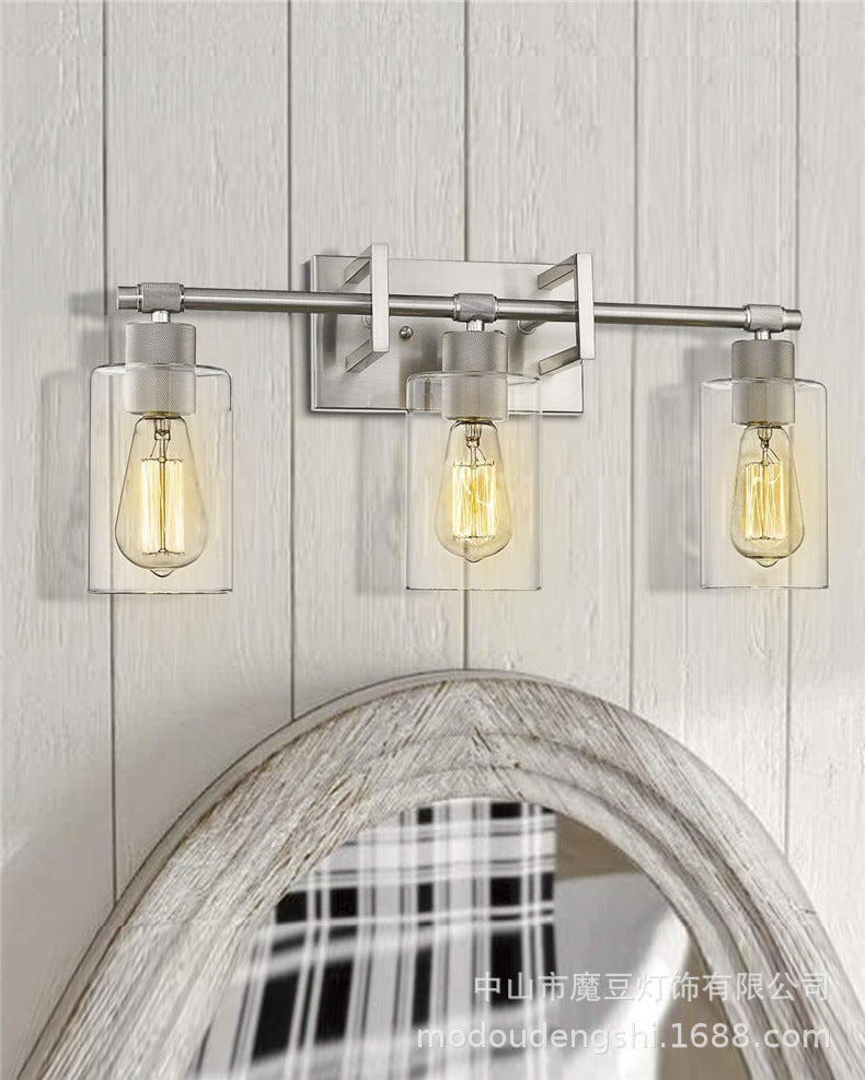 Lisslune | Industrial Metal Wall Mounted Lighting Bathroom Vanity Wall Lights with Cylindrical Glass Shade