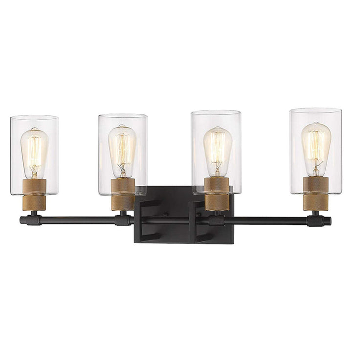 Lisslune | Industrial Metal Wall Mounted Lighting Bathroom Vanity Wall Lights with Cylindrical Glass Shade