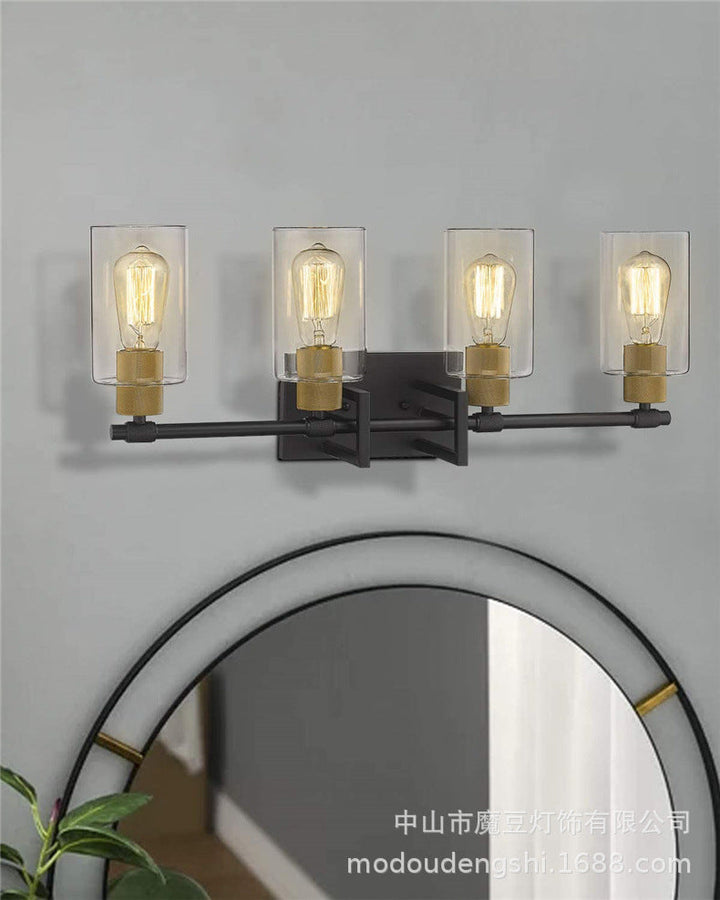 Lisslune | Industrial Metal Wall Mounted Lighting Bathroom Vanity Wall Lights with Cylindrical Glass Shade