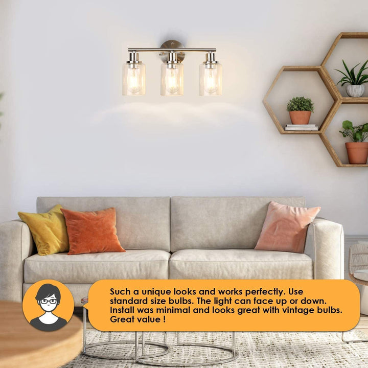 Lisslune | 3 Lights Industrial Vanity Mirror Lights Up and Down Lighting Wall Sconces for the Bathroom