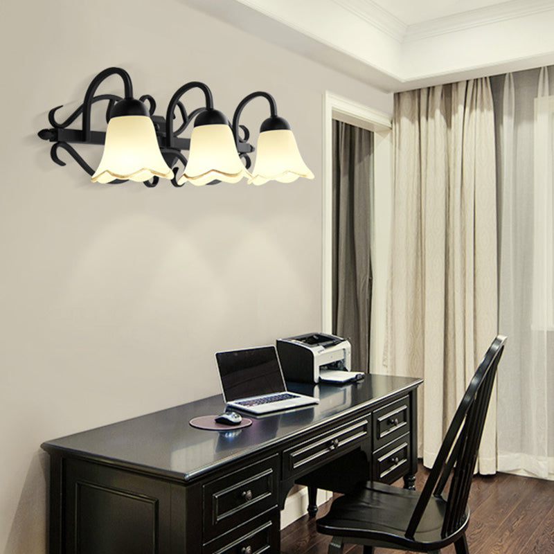 Lisslune | American Creative Wall Lamp Wall Grid made of metal with opal glass shade for the bathroom
