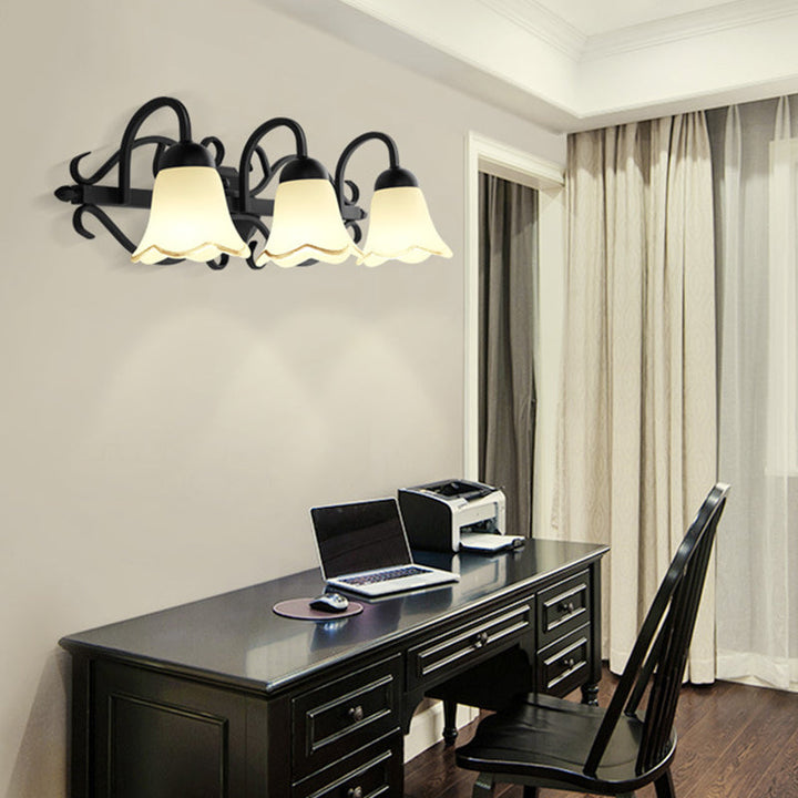 Lisslune | American Creative Wall Lamp Wall Grid made of metal with opal glass shade for the bathroom