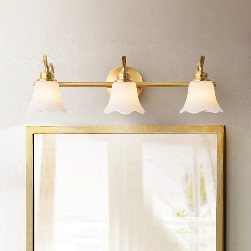 Lisslune | American Brass Indoor Wall Light Downlight Mirror Lighting Over Mirror in Satin Glass