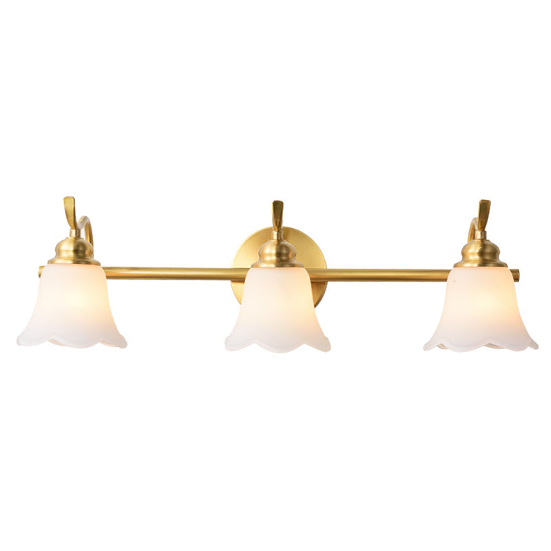 Lisslune | American Brass Indoor Wall Light Downlight Mirror Lighting Over Mirror in Satin Glass