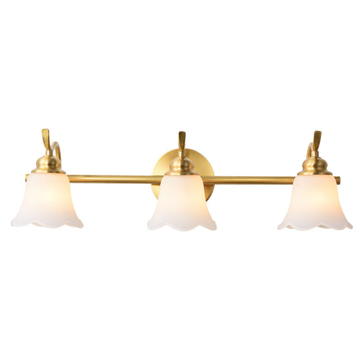 Lisslune | American Brass Indoor Wall Light Downlight Mirror Lighting Over Mirror in Satin Glass
