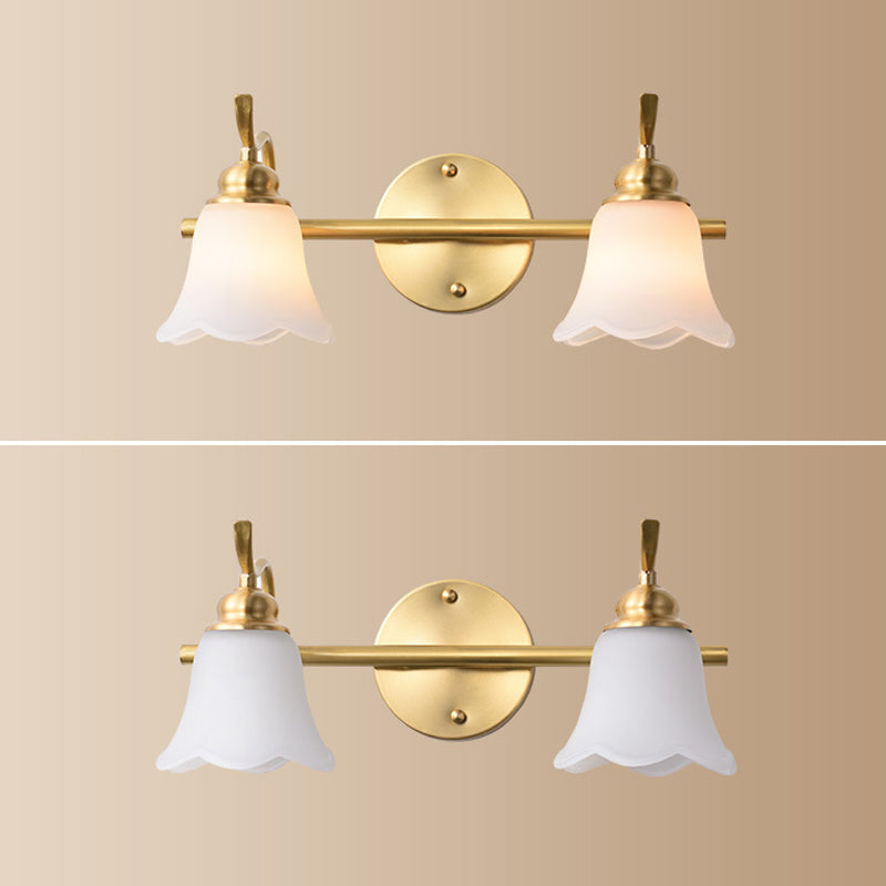 Lisslune | American Brass Indoor Wall Light Downlight Mirror Lighting Over Mirror in Satin Glass