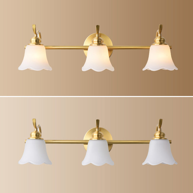 Lisslune | American Brass Indoor Wall Light Downlight Mirror Lighting Over Mirror in Satin Glass
