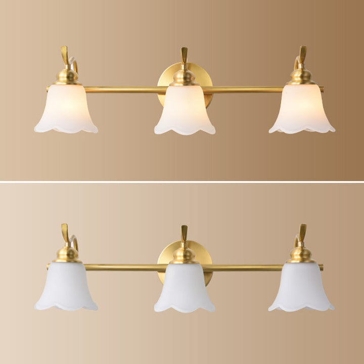 Lisslune | American Brass Indoor Wall Light Downlight Mirror Lighting Over Mirror in Satin Glass