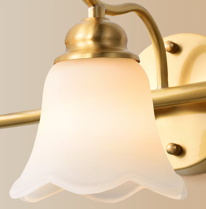 Lisslune | American Brass Indoor Wall Light Downlight Mirror Lighting Over Mirror in Satin Glass