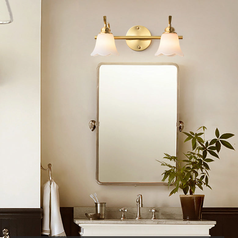 Lisslune | American Brass Indoor Wall Light Downlight Mirror Lighting Over Mirror in Satin Glass