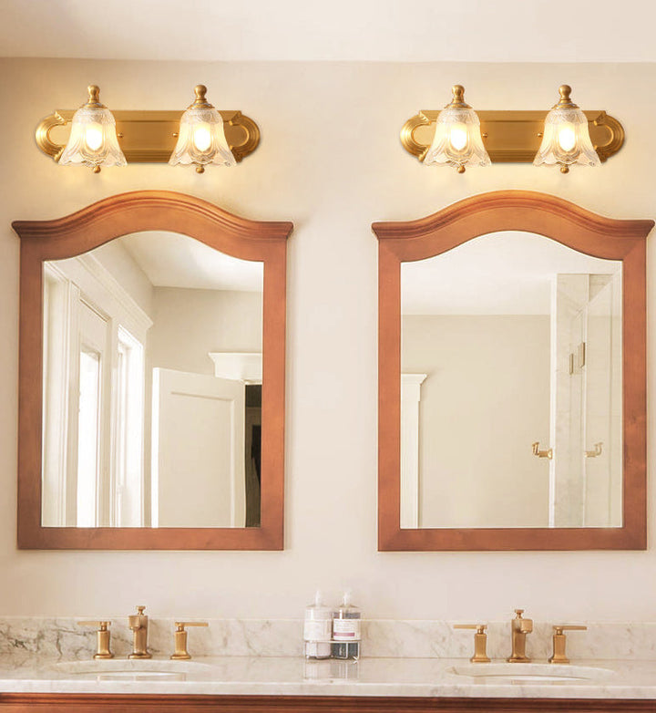 Lisslune | American Brass Indoor Wall Light Downlight Mirror Lighting Over Mirror in Satin Glass