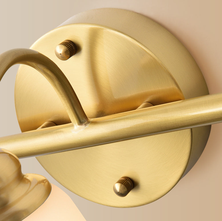 Lisslune | American Brass Indoor Wall Light Downlight Mirror Lighting Over Mirror in Satin Glass