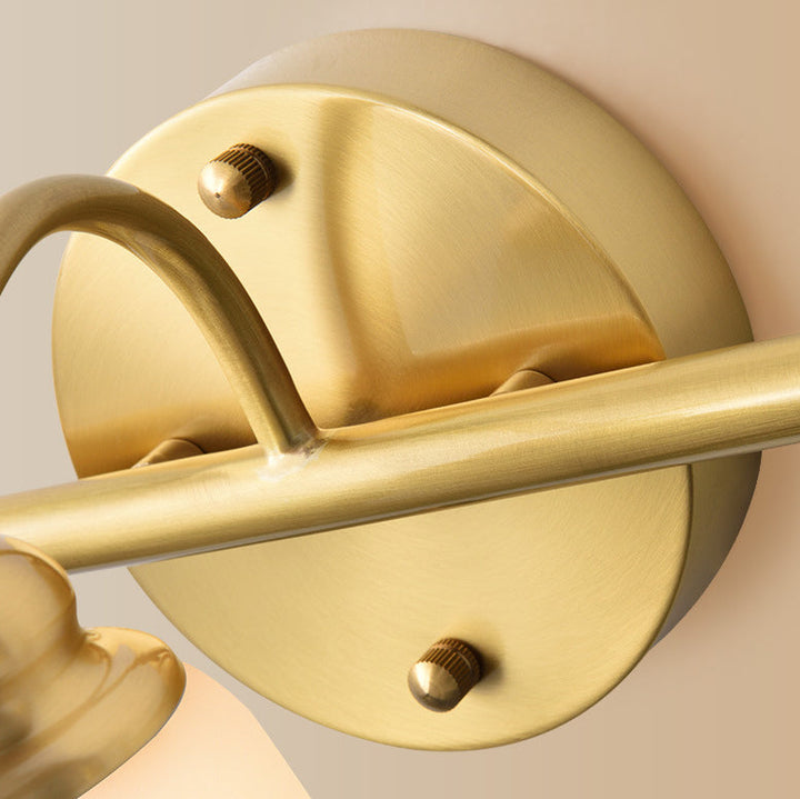Lisslune | American Brass Indoor Wall Light Downlight Mirror Lighting Over Mirror in Satin Glass
