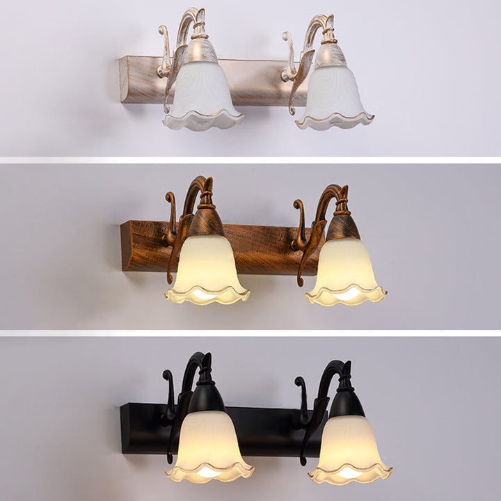 Skørter | 2 Lights Bathroom Lighting American Waterproof Lamp above Mirror in White Glass Shade