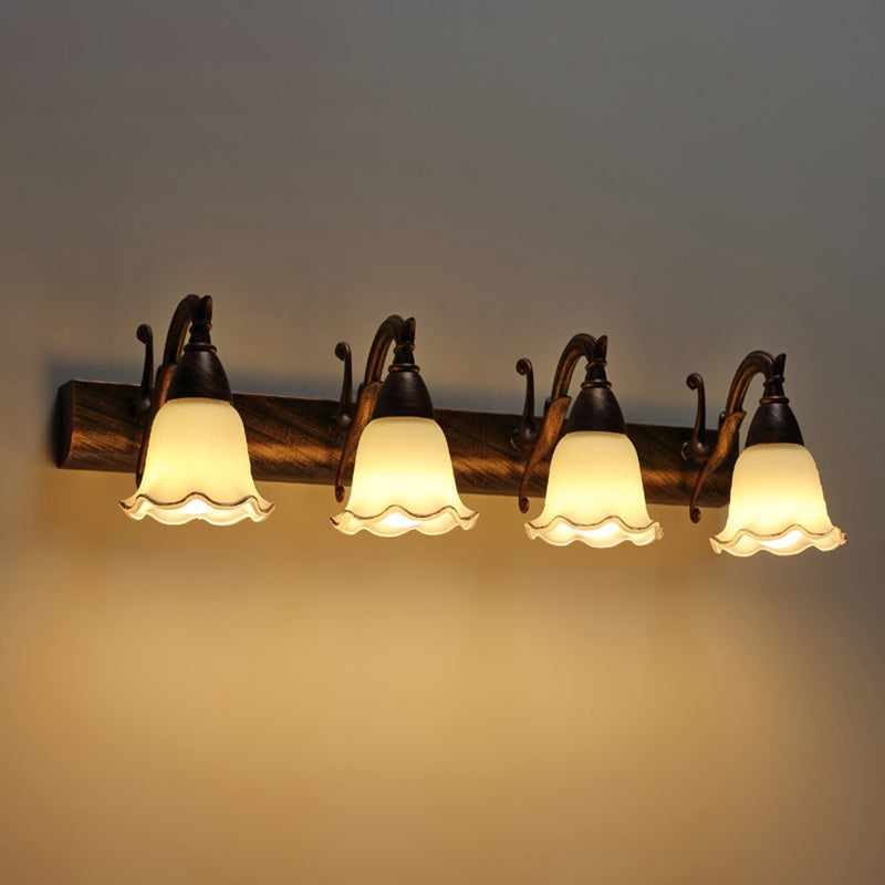 Skørter | 2 Lights Bathroom Lighting American Waterproof Lamp above Mirror in White Glass Shade