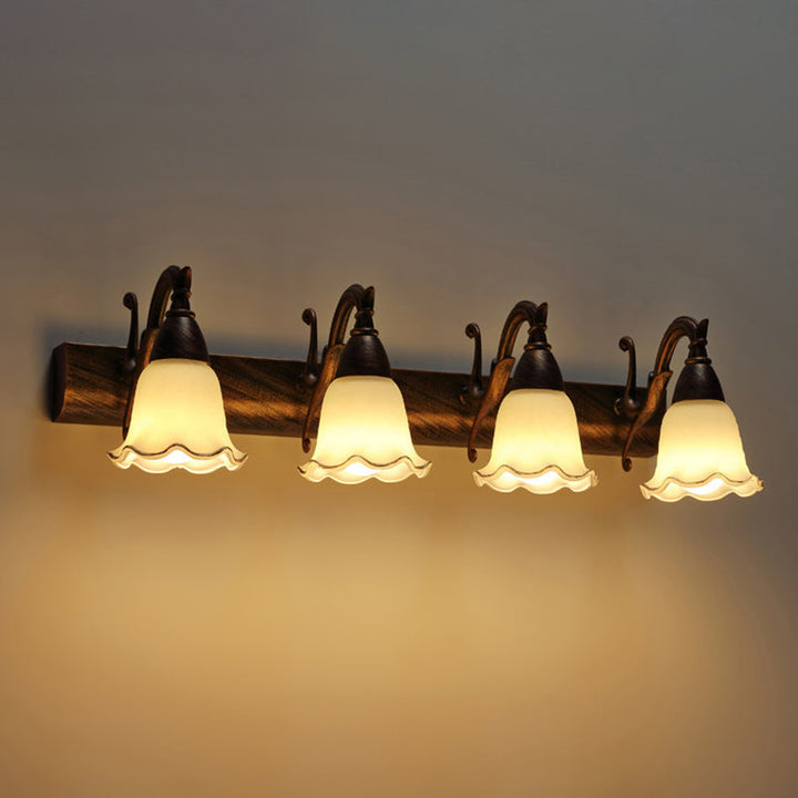 Skørter | 2 Lights Bathroom Lighting American Waterproof Lamp above Mirror in White Glass Shade