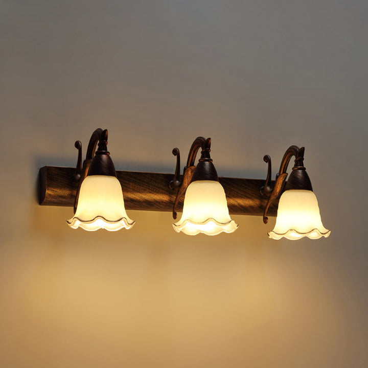 Skørter | 2 Lights Bathroom Lighting American Waterproof Lamp above Mirror in White Glass Shade