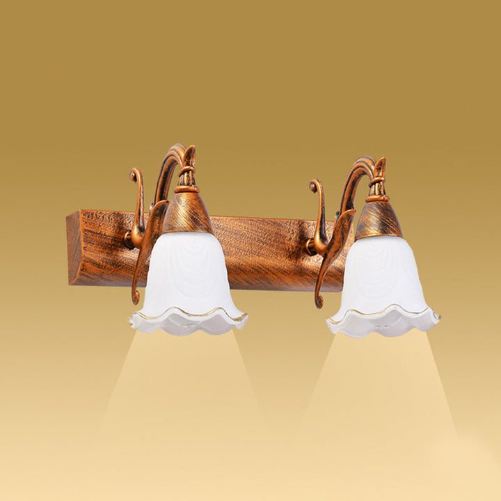Skørter | 2 Lights Bathroom Lighting American Waterproof Lamp above Mirror in White Glass Shade