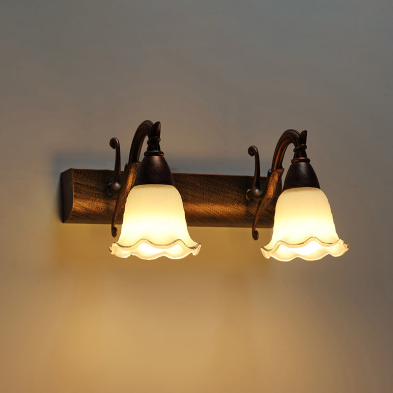 Skørter | 2 Lights Bathroom Lighting American Waterproof Lamp above Mirror in White Glass Shade