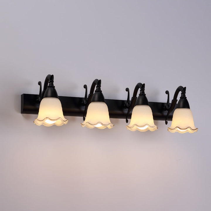 Skørter | 2 Lights Bathroom Lighting American Waterproof Lamp above Mirror in White Glass Shade