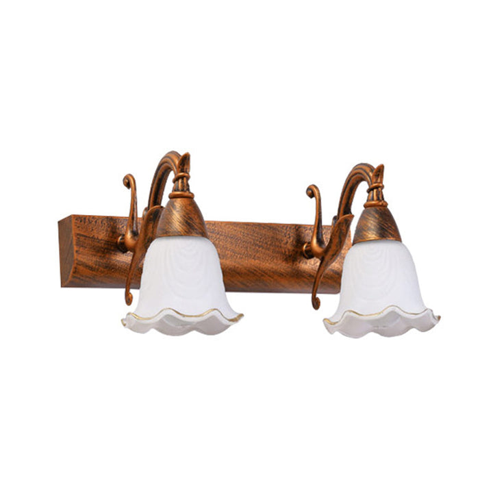 Skørter | 2 Lights Bathroom Lighting American Waterproof Lamp above Mirror in White Glass Shade